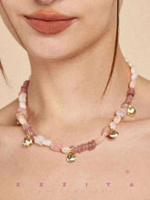 wearing Pink Gemstone Necklace